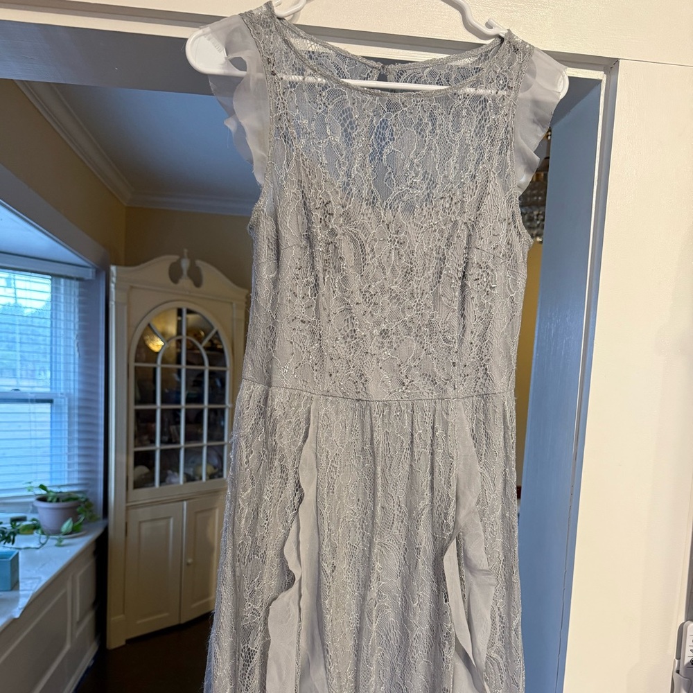 Adrianna Papell Silver Lace Dress